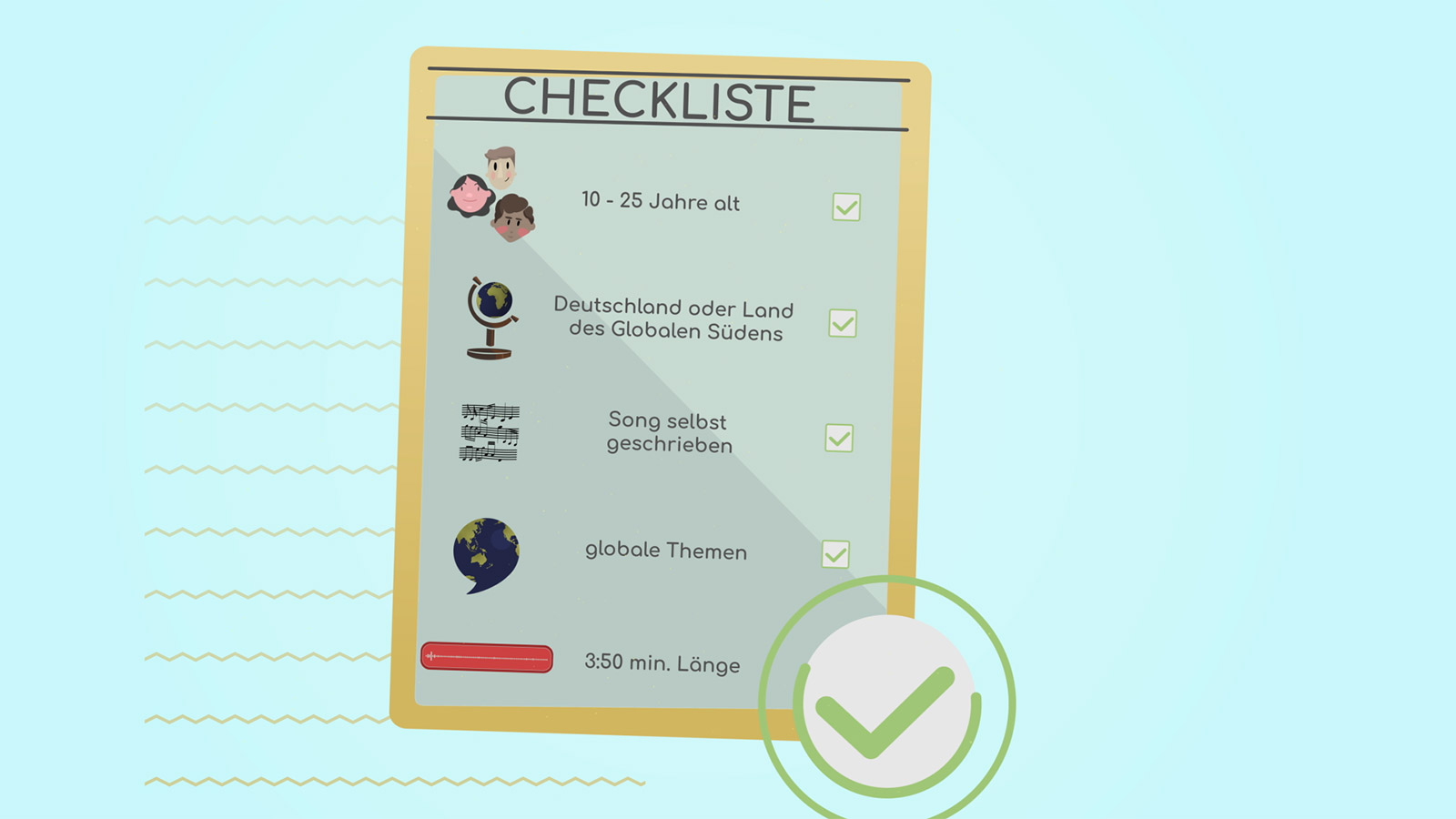 SONGCONTEST »Dein Song für EINE WELT!« – example image of the animation | MARIA LISSEL Animation + Motion Design | maria-lissel.de